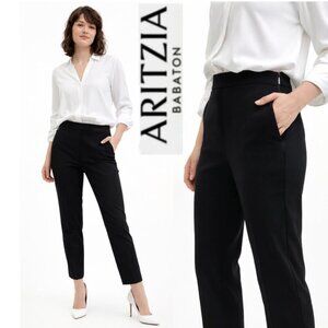 Babaton Black Trousers Flat Front Side Zip Stretch Size 6 Workwear